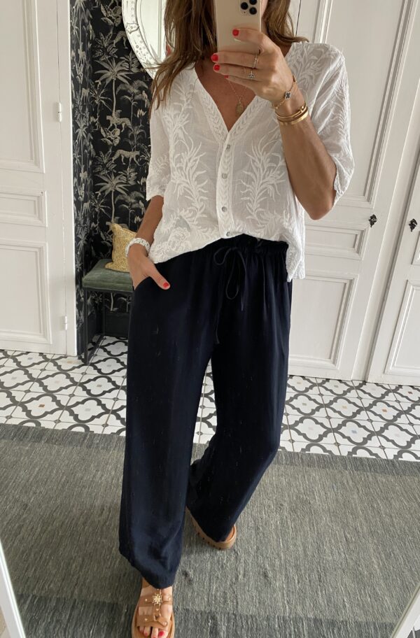 pantalon fluide vert elastiqué