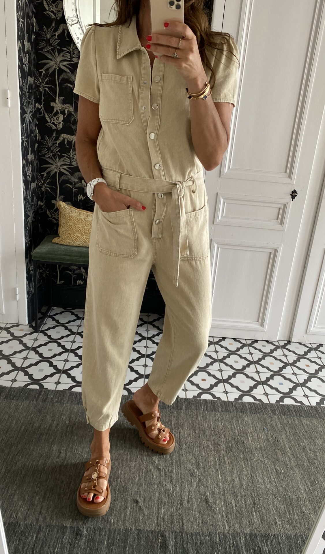 pantalon fluide vert elastiqué