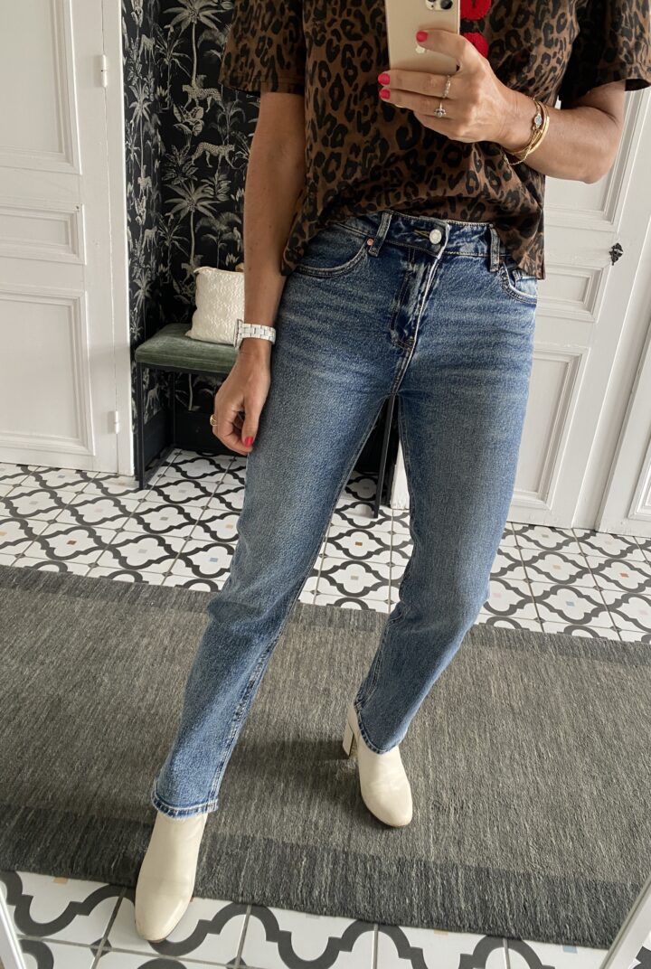 jeans gris droit