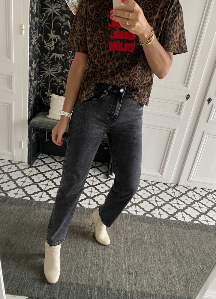 jeans gris droit