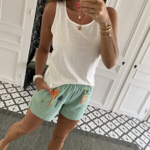 short johanna paris seersucker brodé vert
