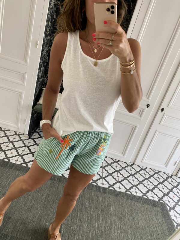 short johanna paris seersucker brodé vert