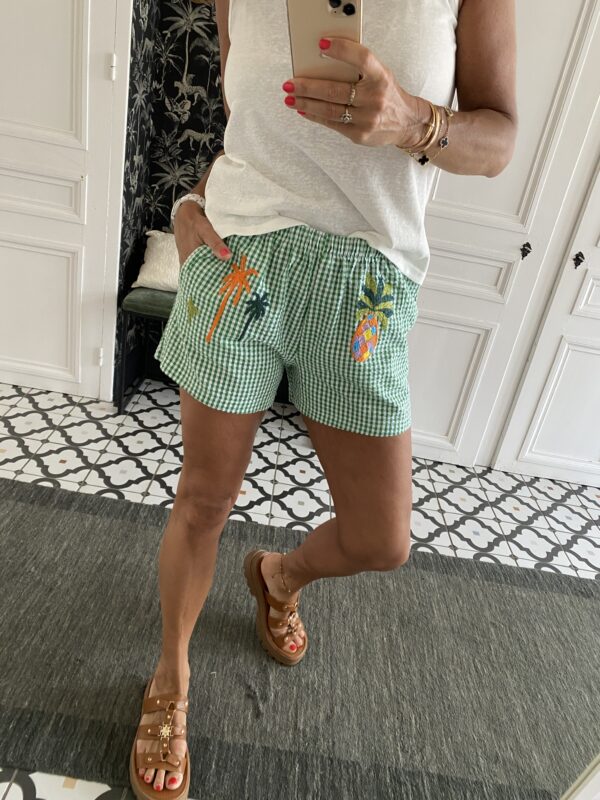 short johanna paris seersucker brodé vert