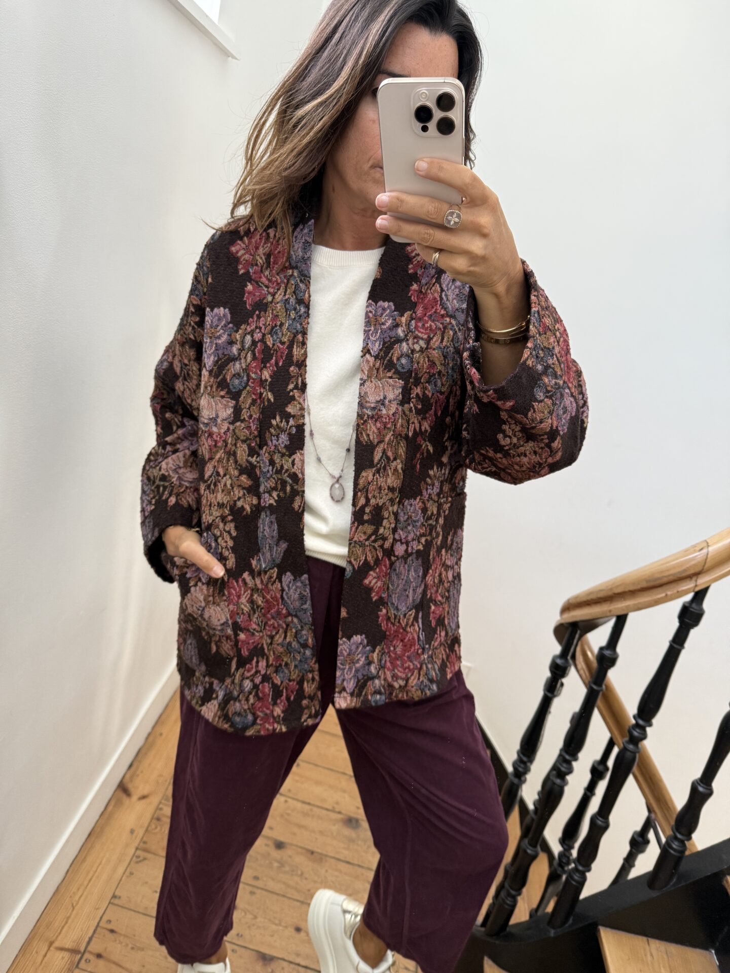 blouse johanna voile de coton fleurie prune