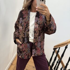 blouse johanna voile de coton fleurie prune