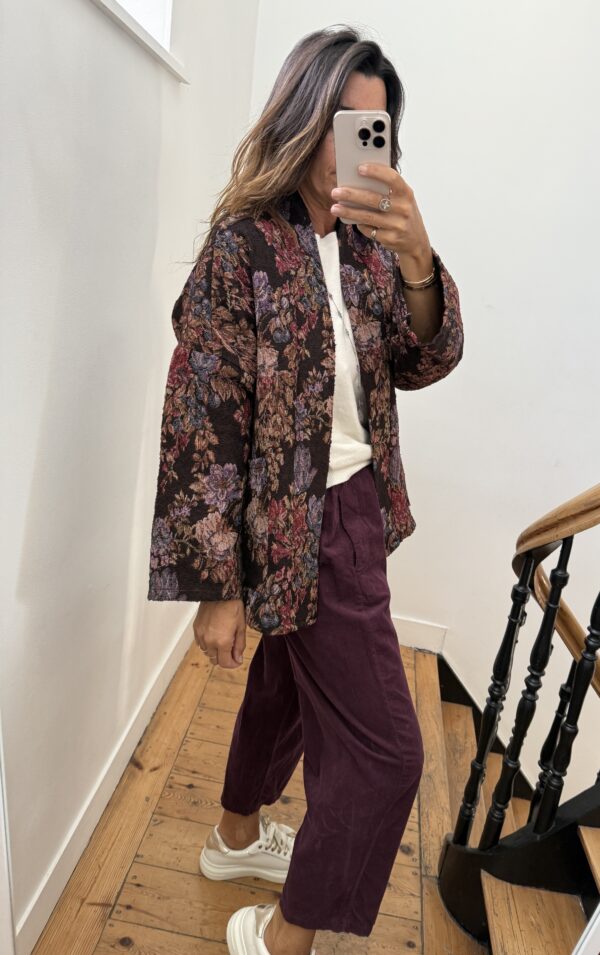 blouse johanna voile de coton fleurie prune