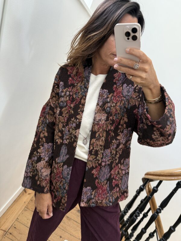blouse johanna voile de coton fleurie prune