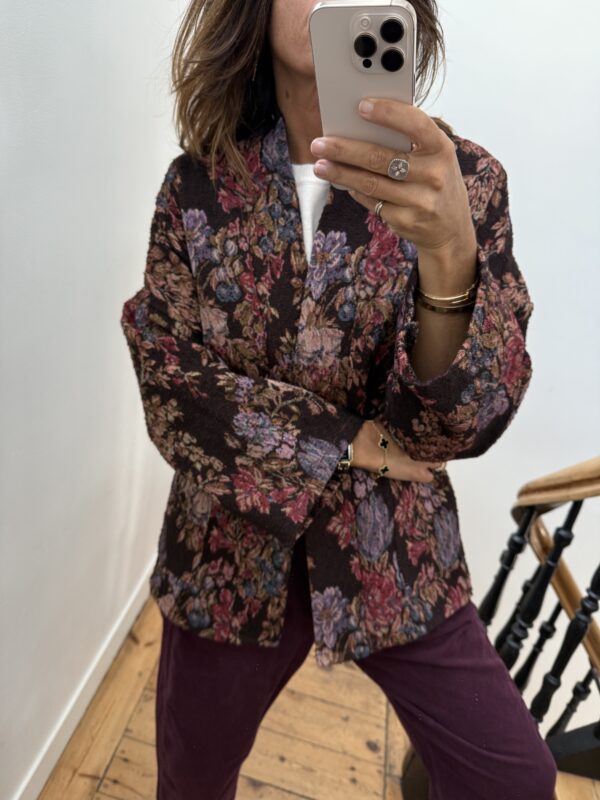 blouse johanna voile de coton fleurie prune