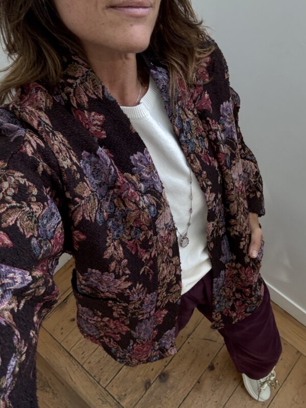 blouse johanna voile de coton fleurie prune