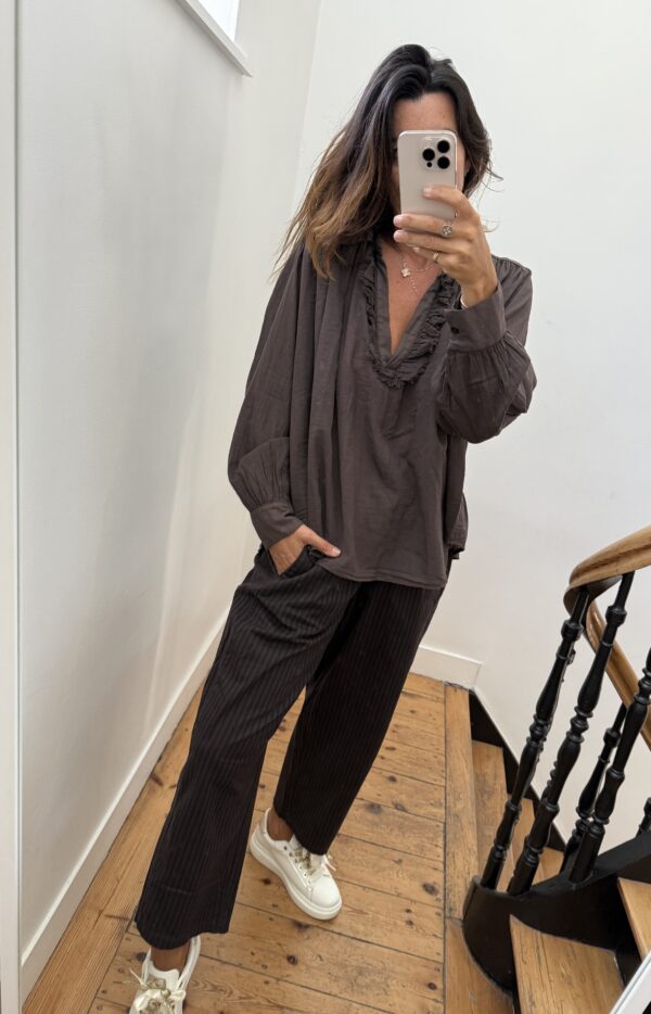 blouse johanna voile de coton fleurie prune