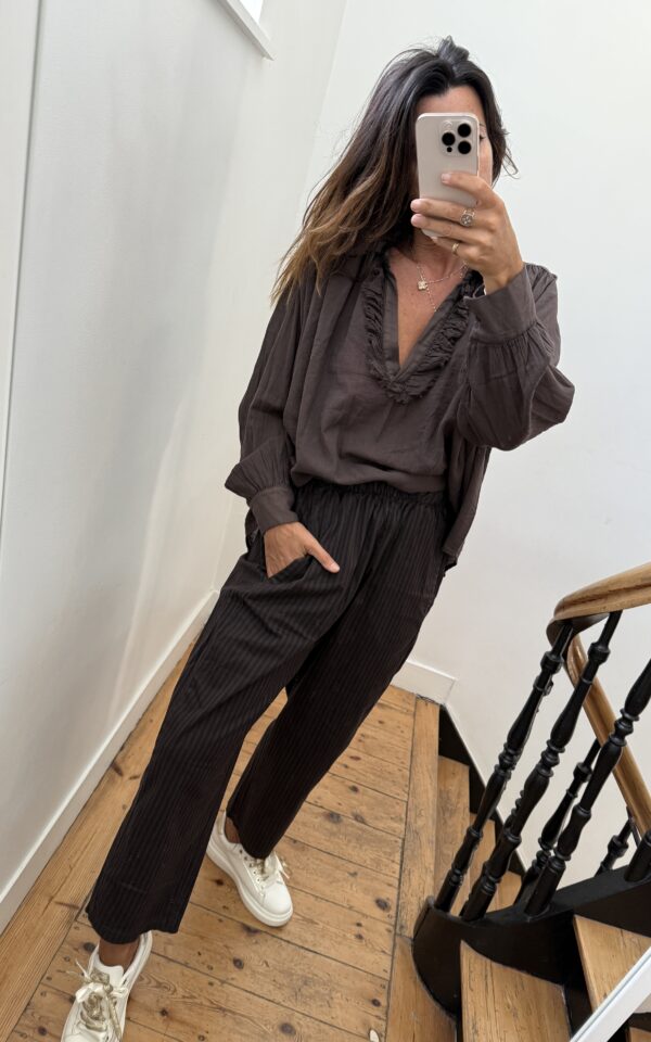 blouse johanna voile de coton fleurie prune
