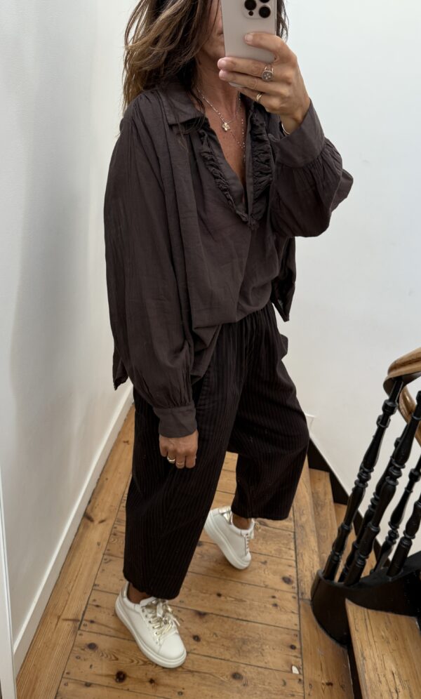 blouse johanna voile de coton fleurie prune