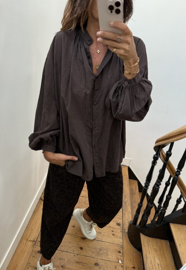 blouse johanna voile de coton fleurie prune