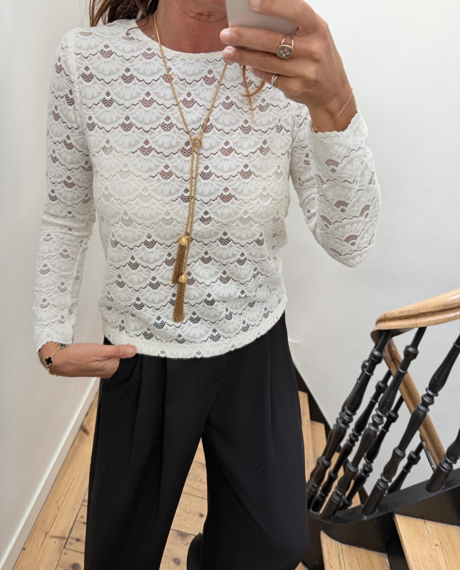 top dentelle écru doux et chaud