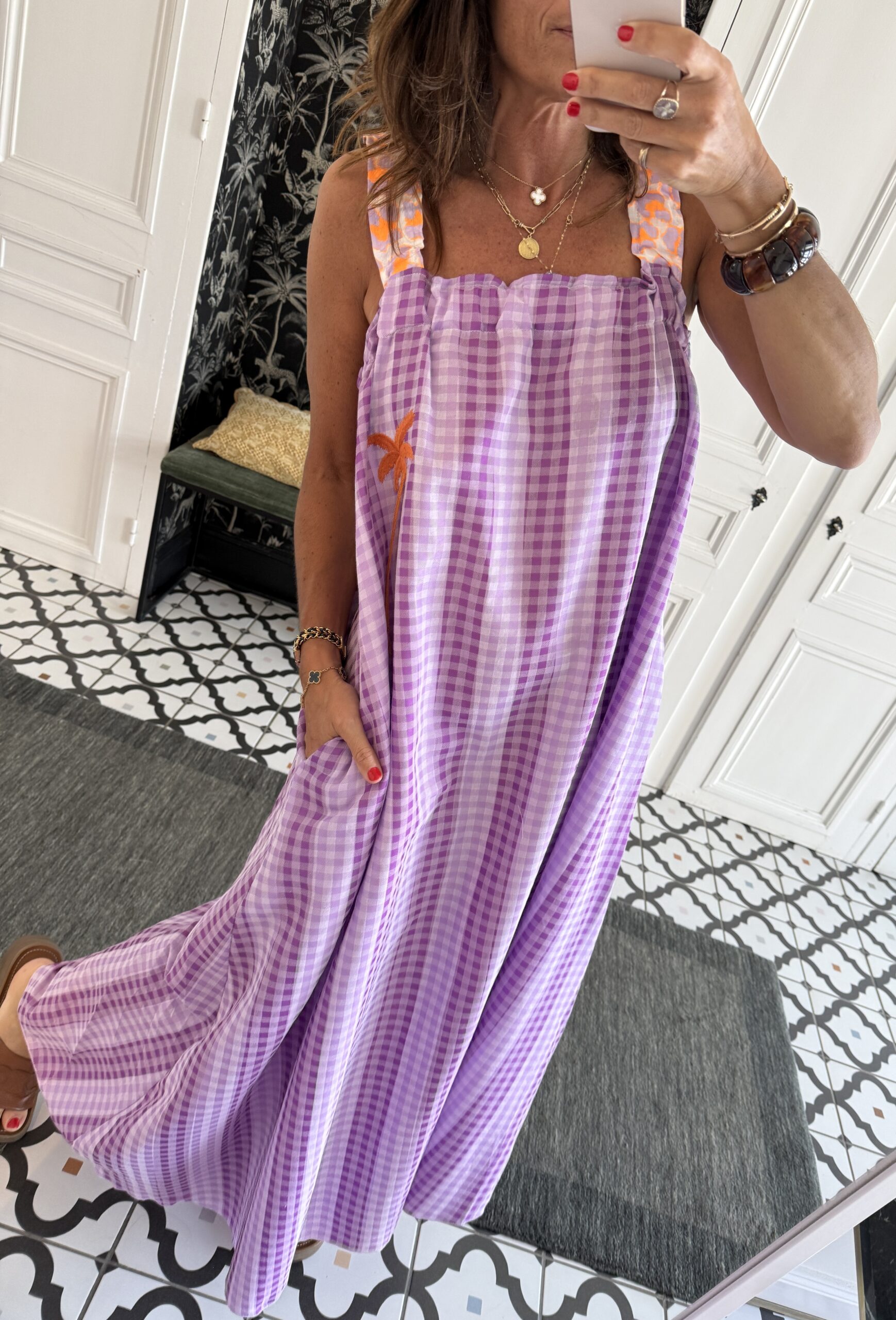 IMG_2217 robe longue rayée orange et rose