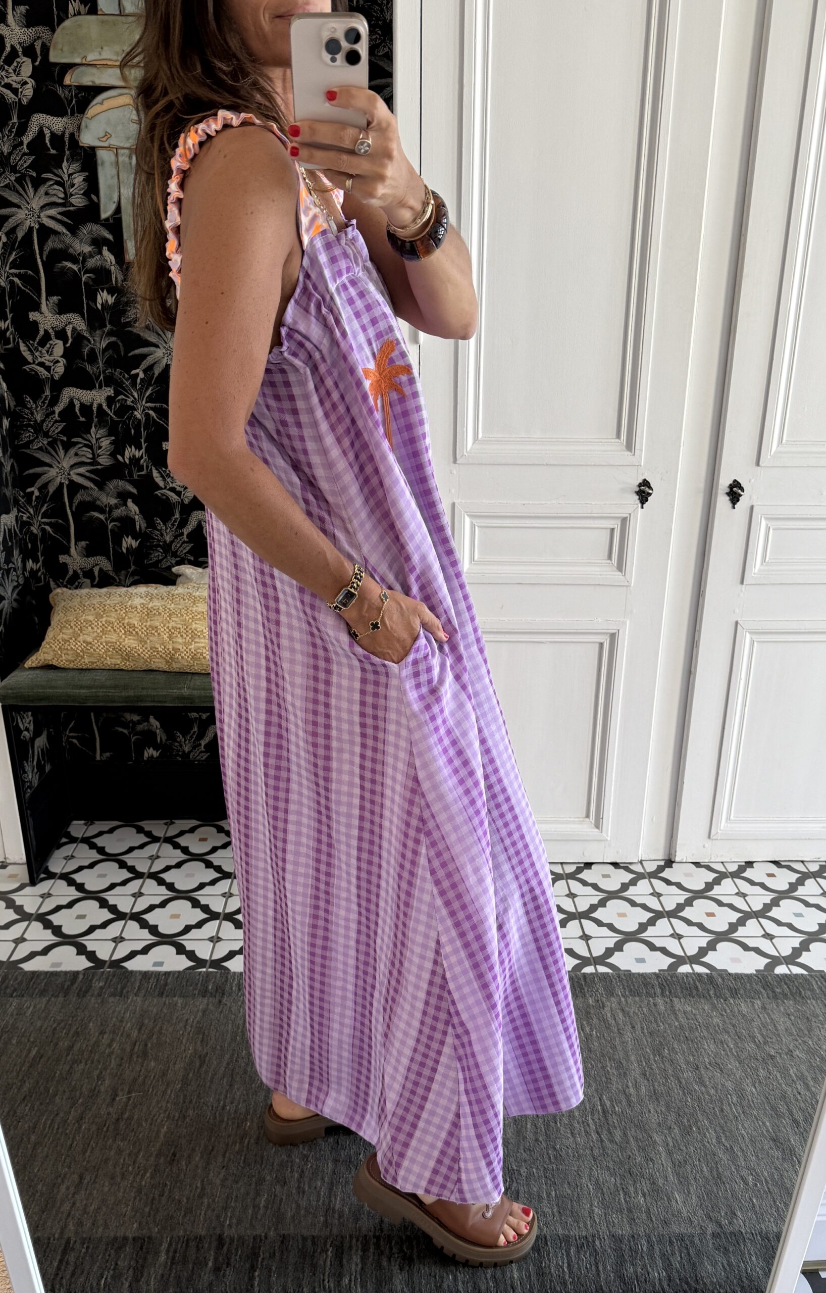 IMG_2218 robe longue rayée orange et rose