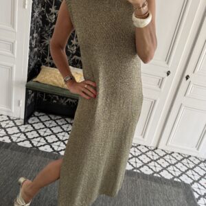 robe longue rayée orange et rose