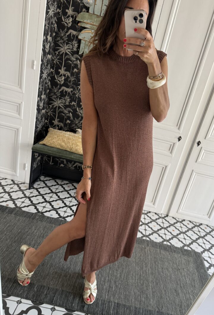 robe maille lurex chocolat