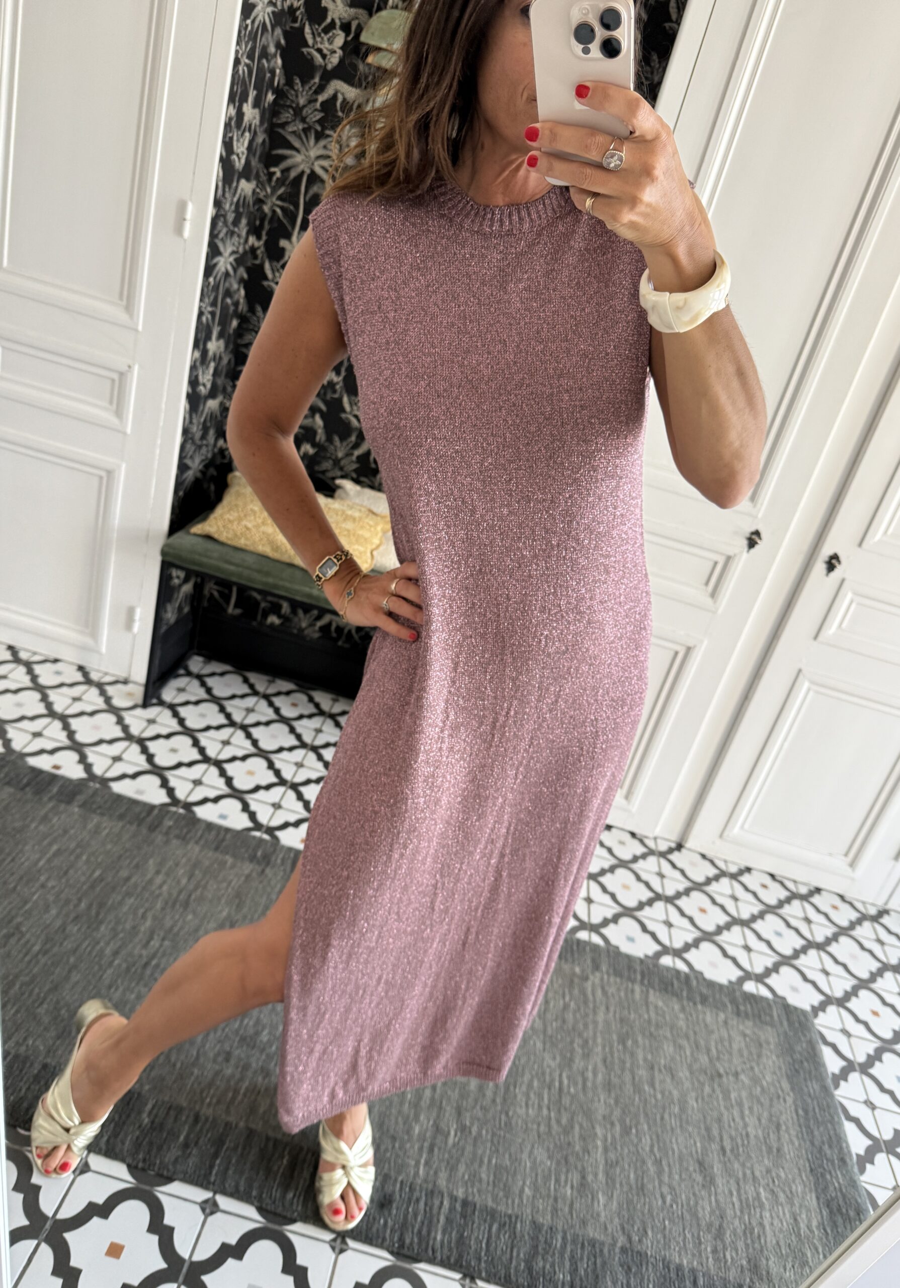 IMG_2242 2 robe longue rayée orange et rose