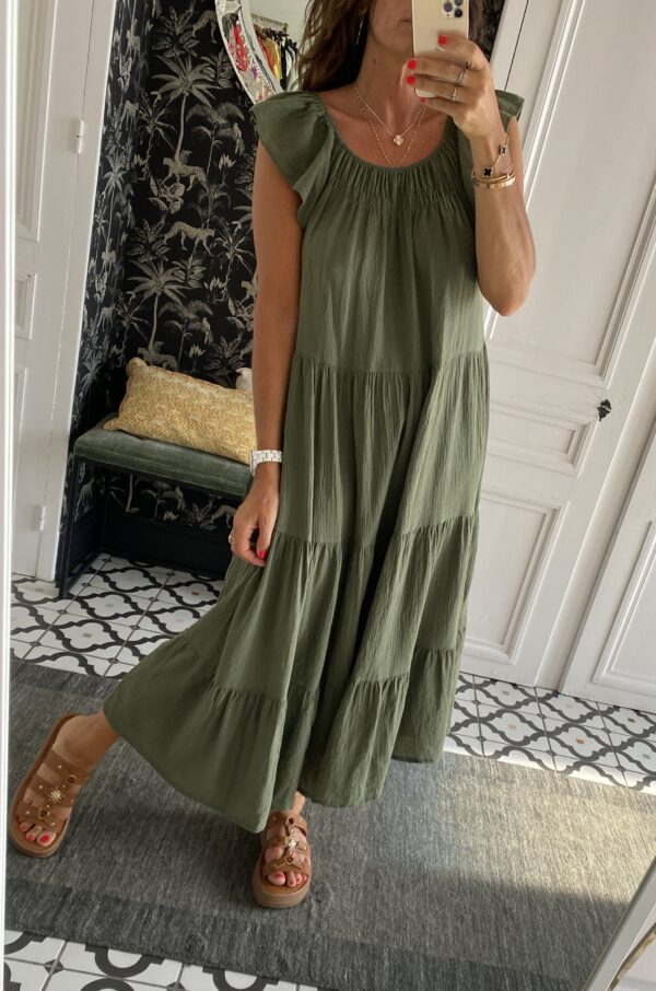 robe longue johanna volants coton bleu