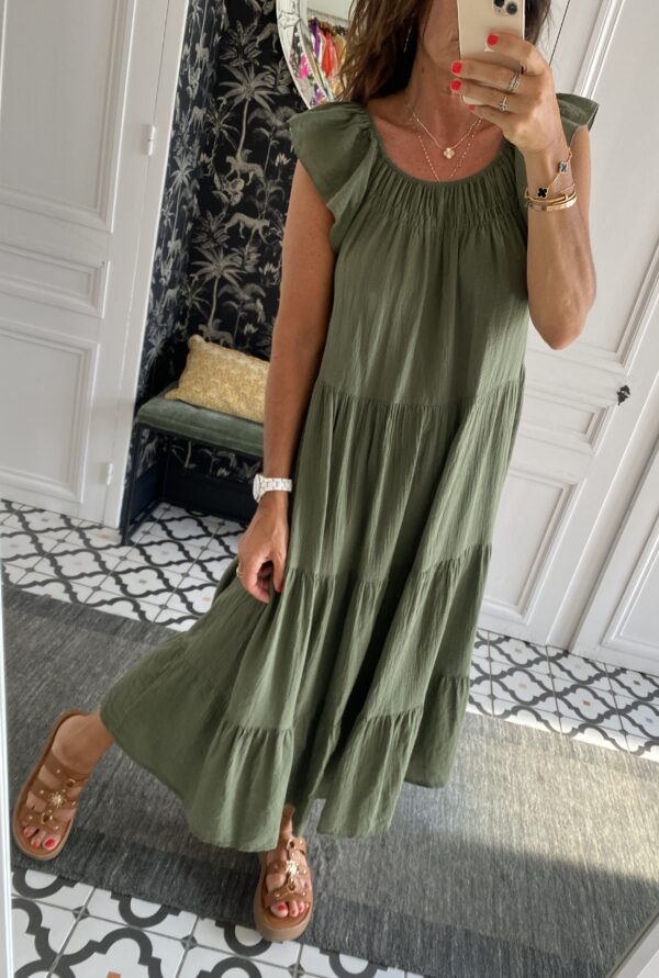 robe longue johanna volants coton bleu