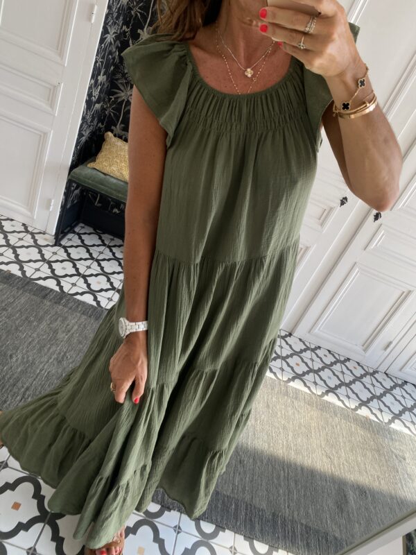 robe longue johanna volants coton bleu