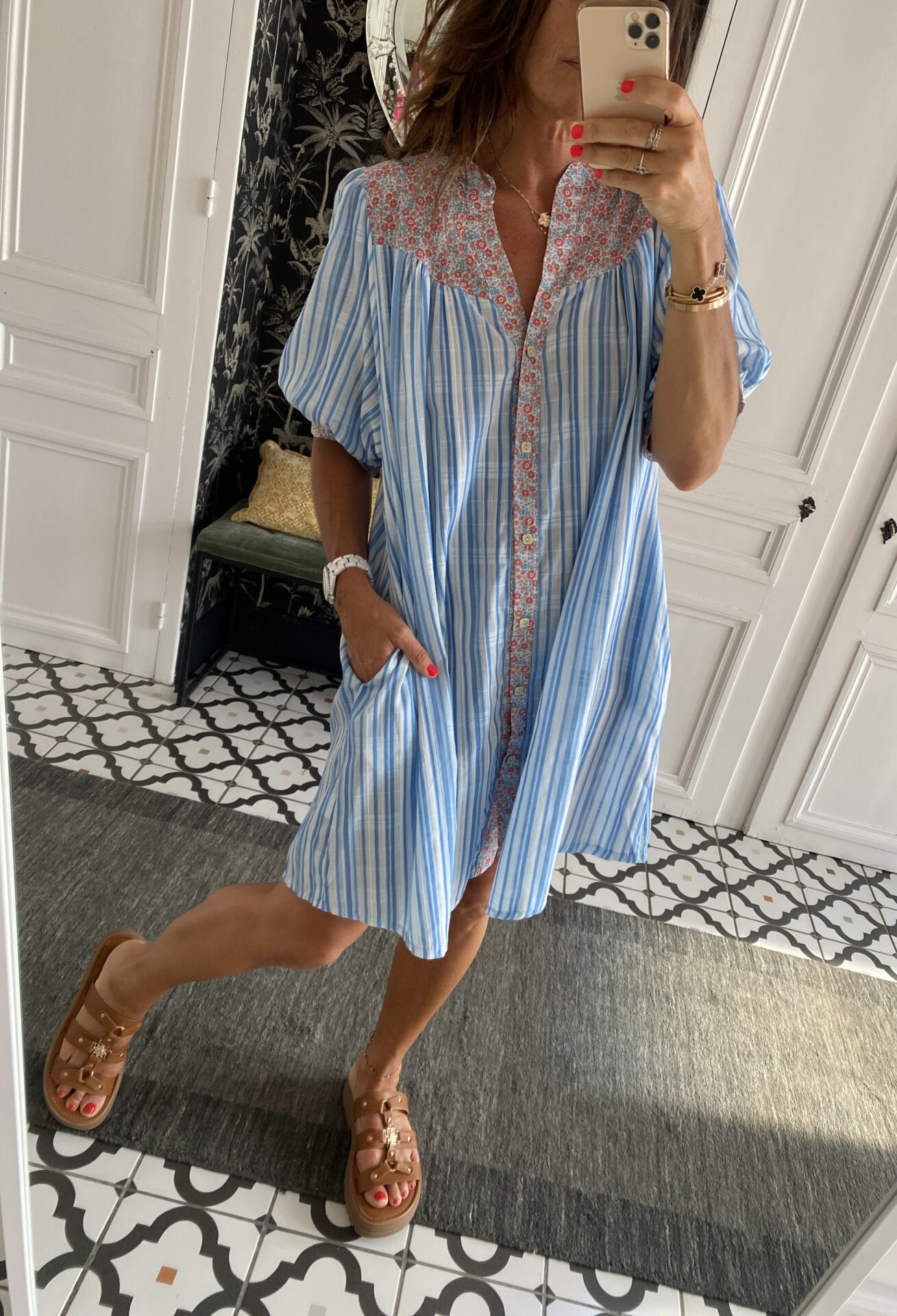 robe longue johanna volants coton bleu