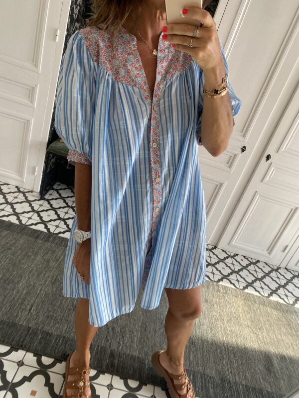 robe longue johanna volants coton bleu