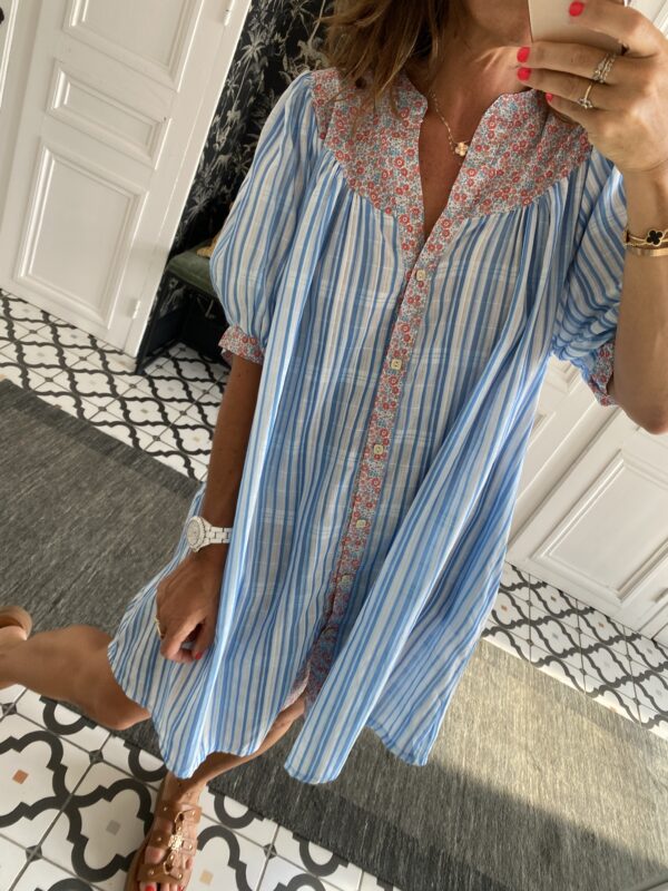 robe longue johanna volants coton bleu