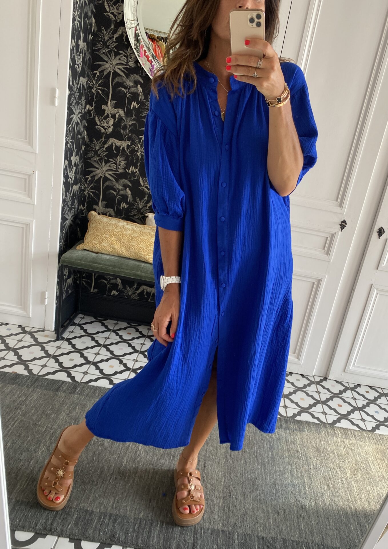 robe longue johanna volants coton bleu