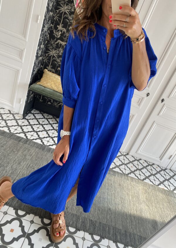 robe longue johanna volants coton bleu