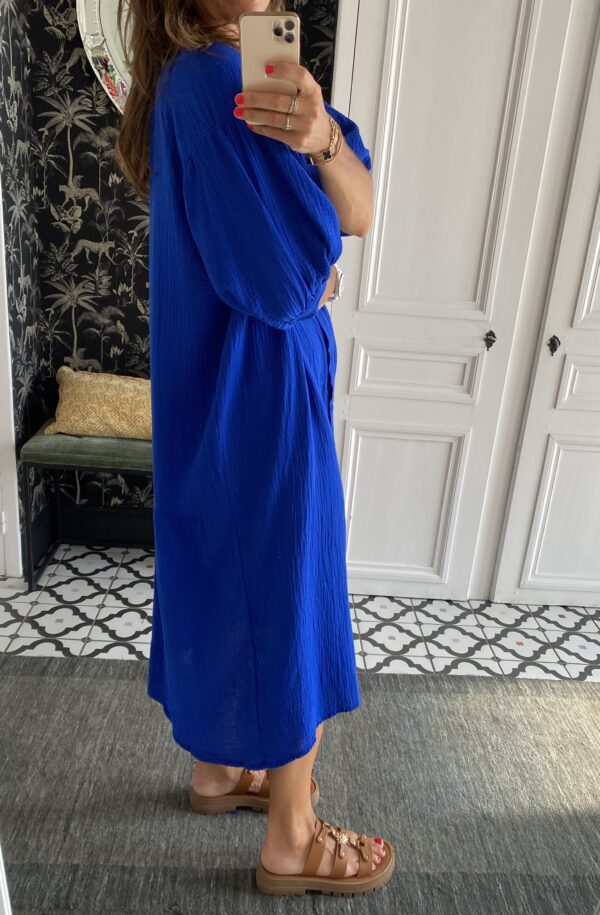 robe longue johanna volants coton bleu