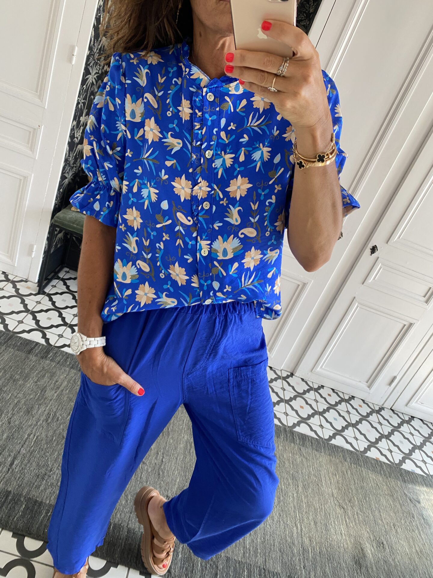 robe longue johanna volants coton bleu