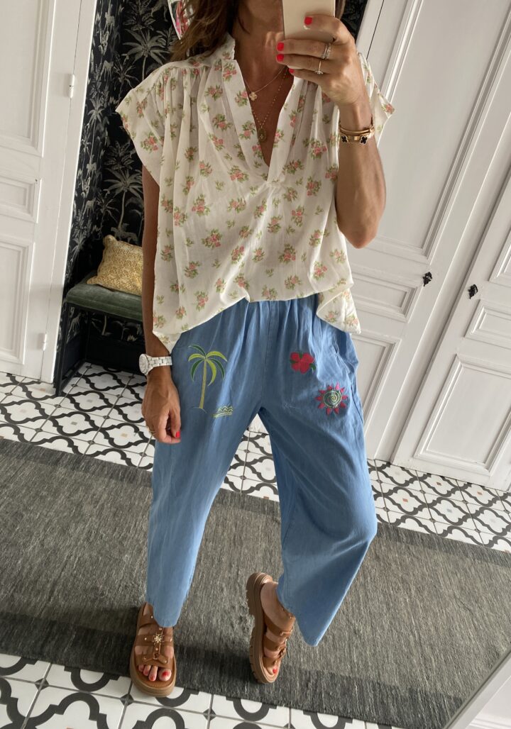 robe longue johanna volants coton bleu