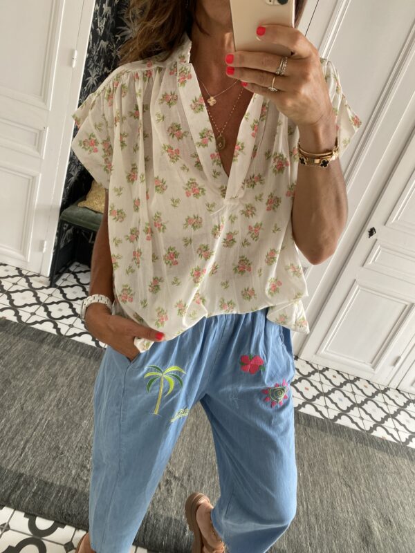 robe longue johanna volants coton bleu