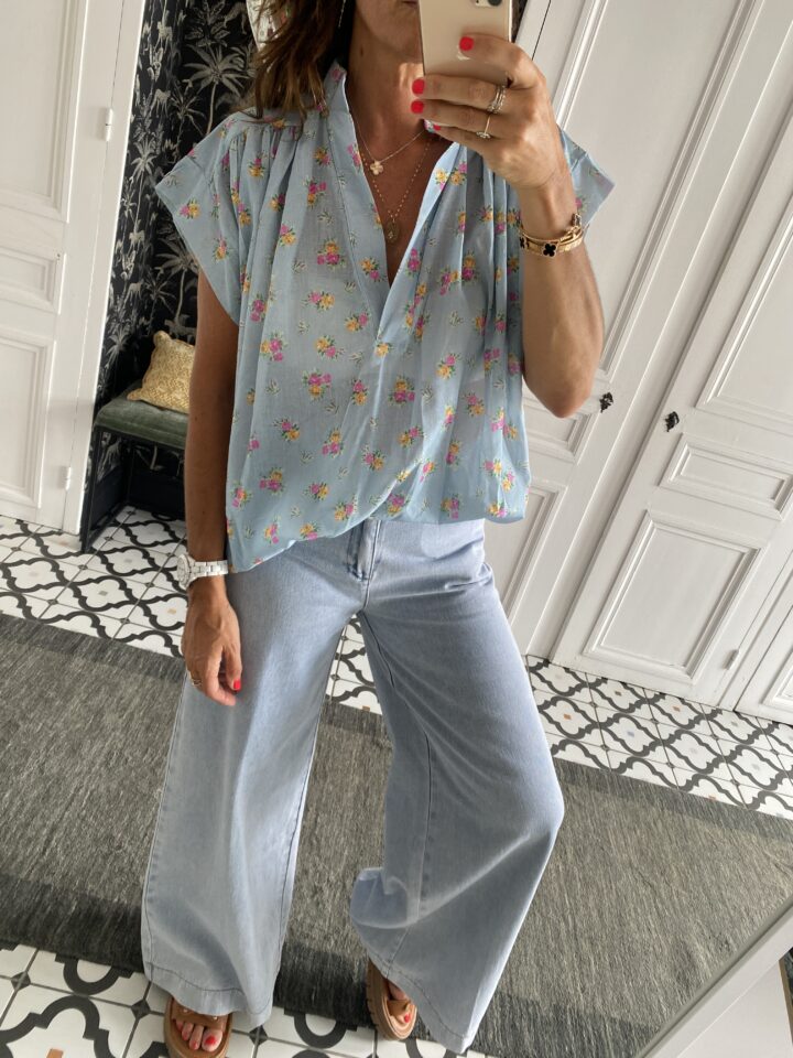 robe longue johanna volants coton bleu