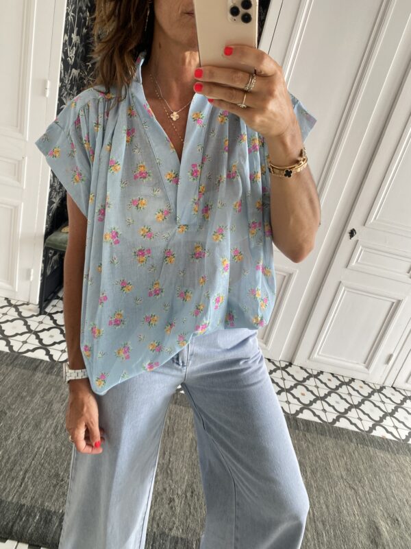 robe longue johanna volants coton bleu