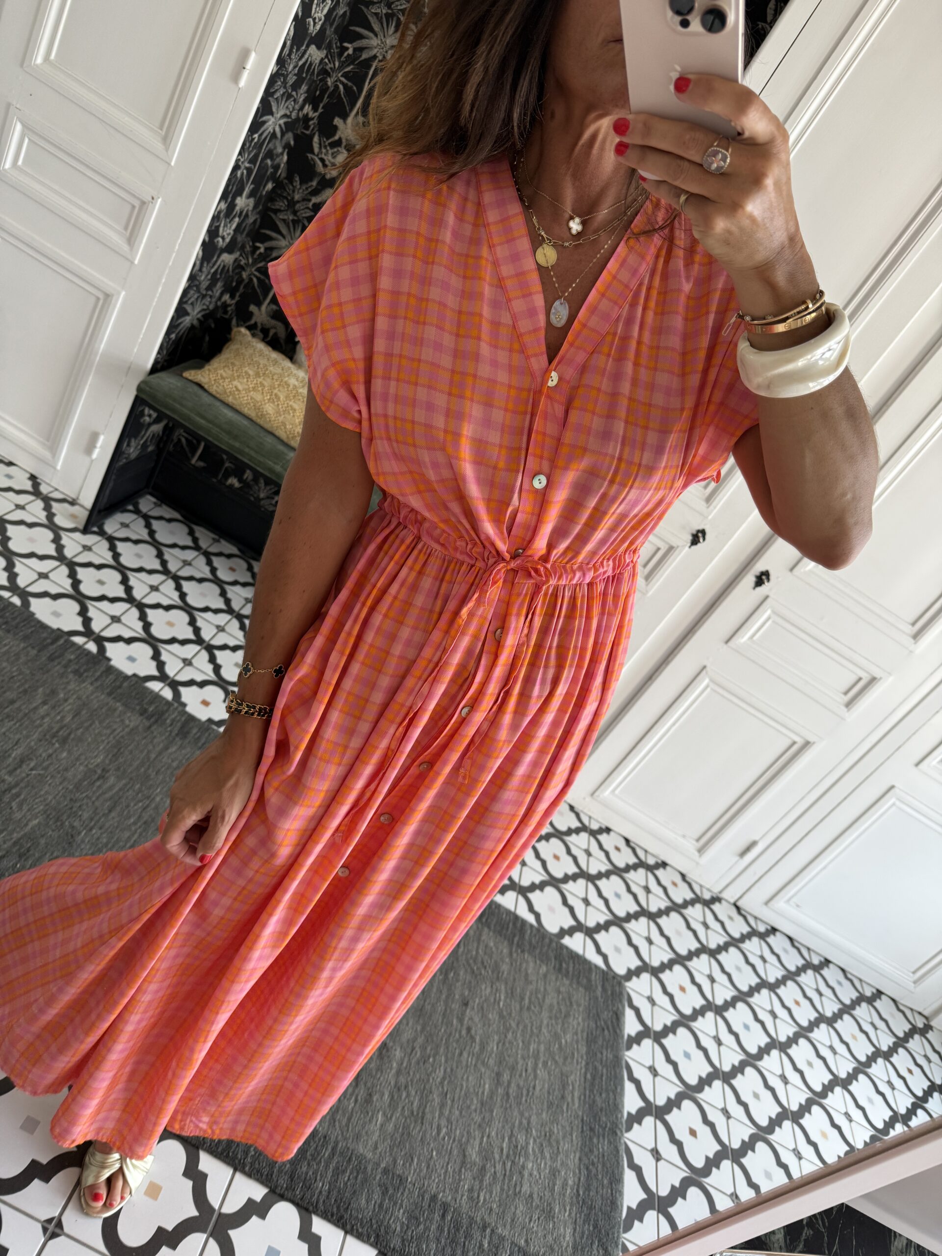 IMG_2588 2 robe longue rayée orange et rose (copie)