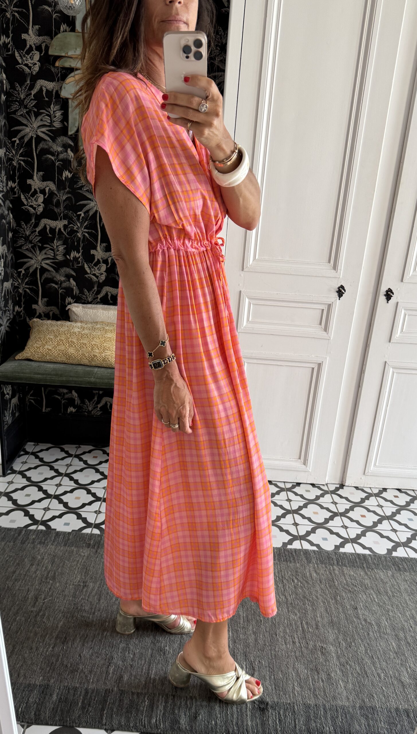 IMG_2589 2 robe longue rayée orange et rose (copie)