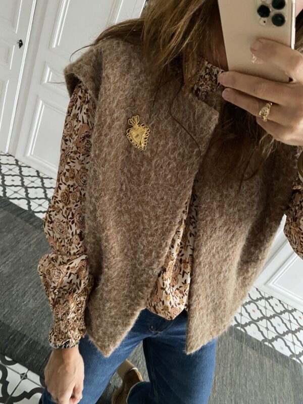 broche coeur doré