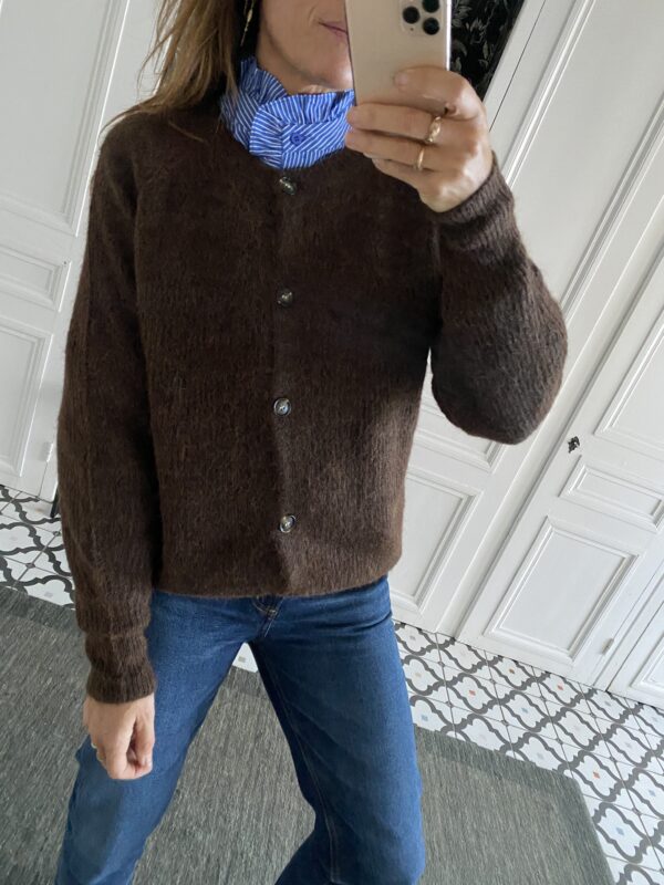 chemise rayures bleu col volanté