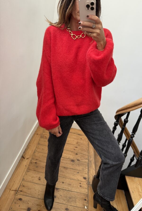 pull lou alpaga manches resserées rouge
