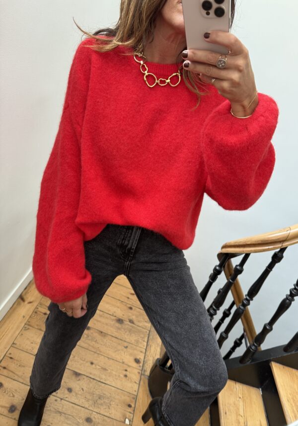 pull lou alpaga manches resserées rouge