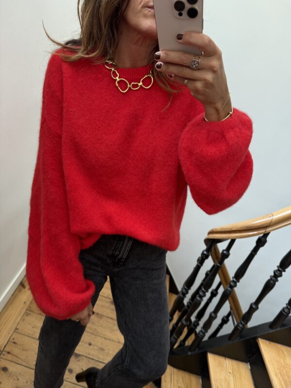 pull lou alpaga manches resserées rouge