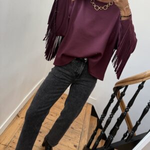 sweat fluide franges bordeaux