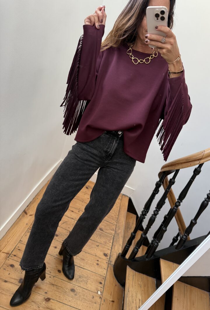 sweat fluide franges bordeaux