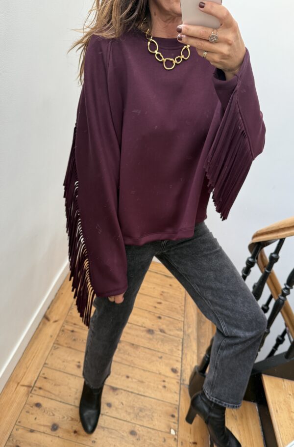 sweat fluide franges bordeaux