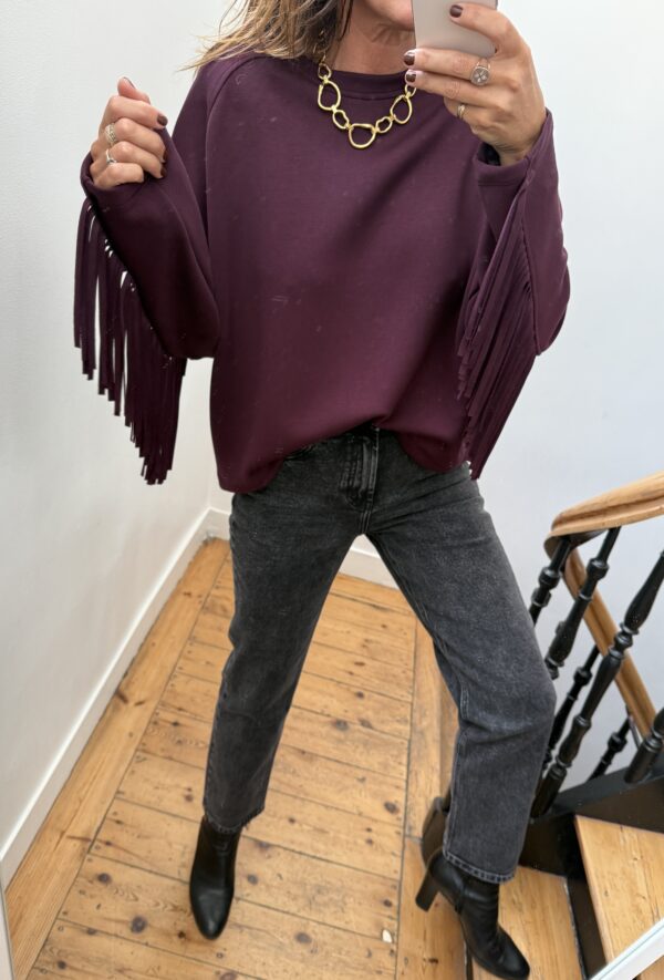 sweat fluide franges bordeaux