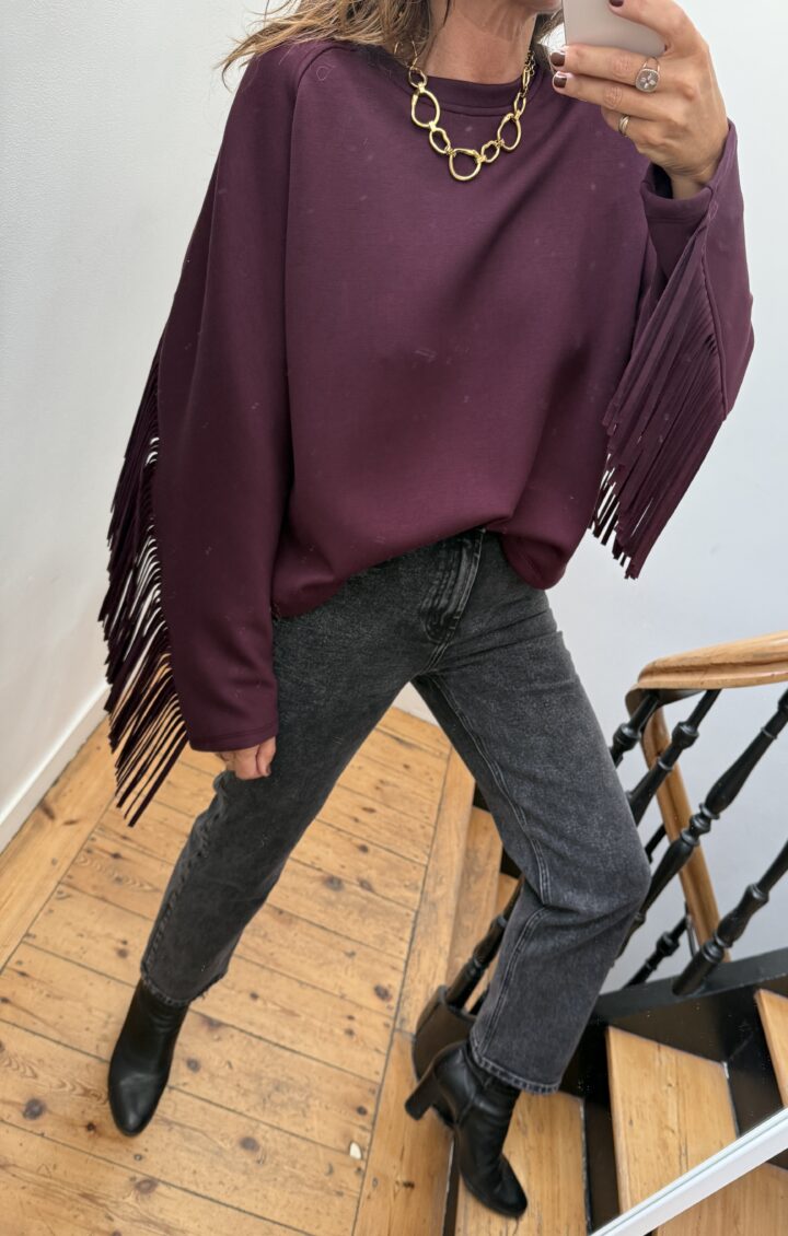 sweat fluide franges bordeaux