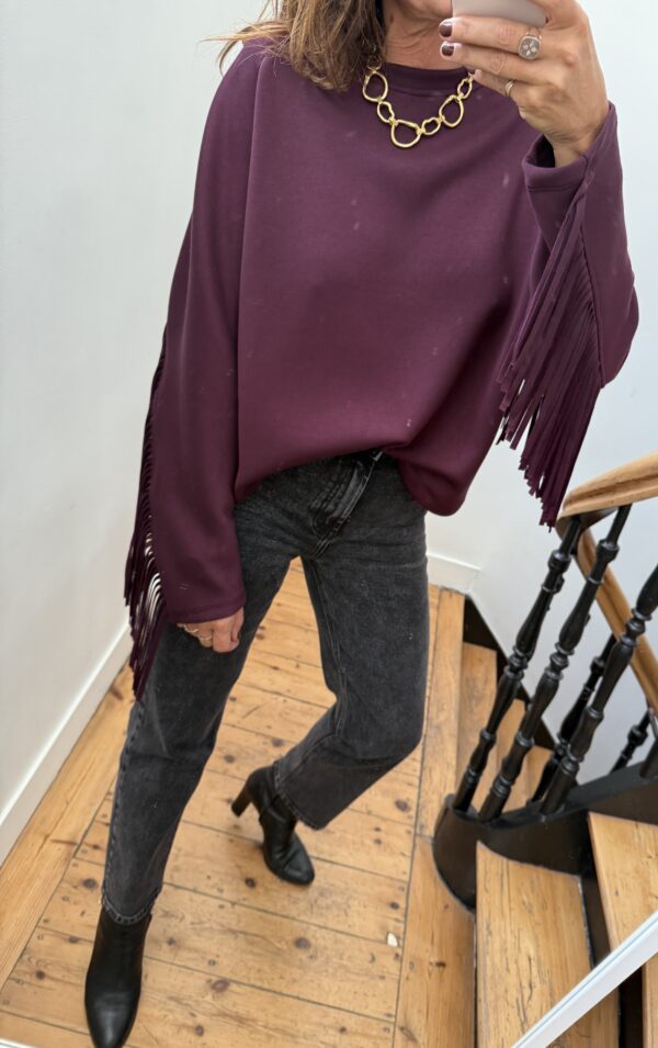 sweat fluide franges bordeaux